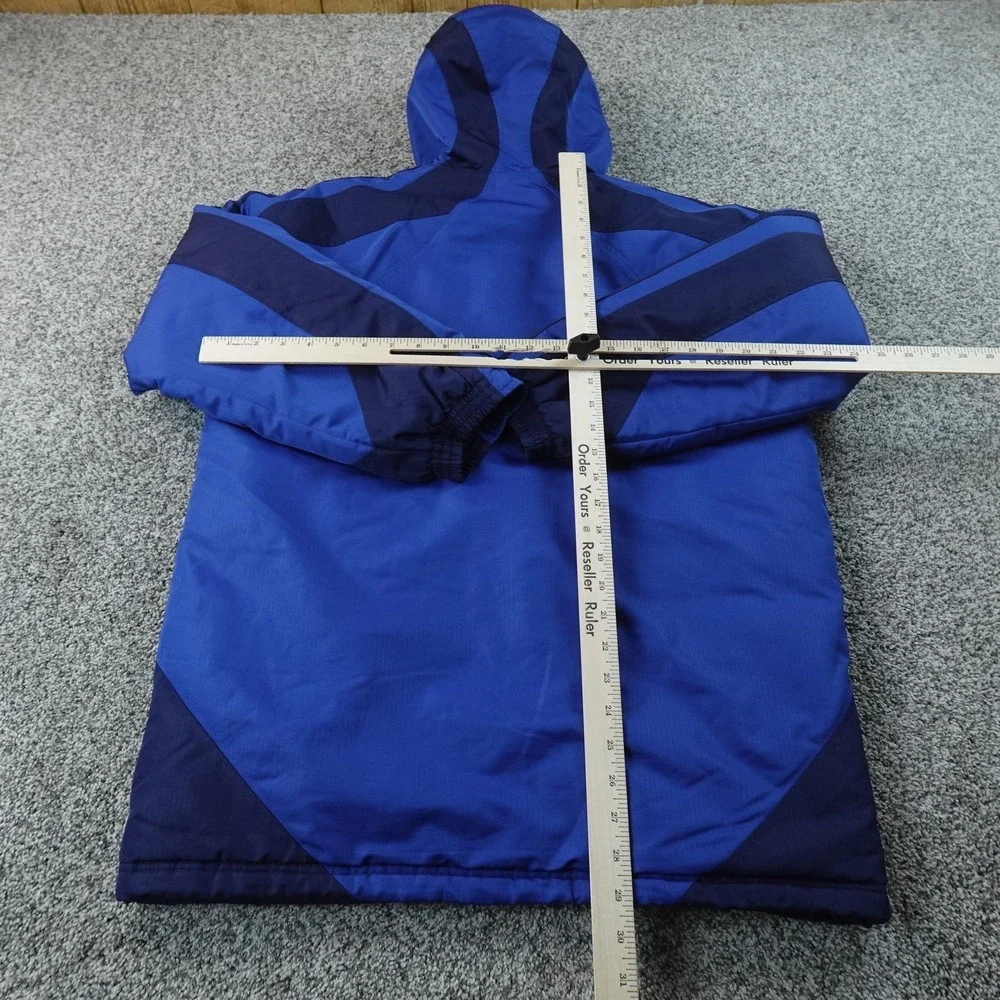 VTG Adidas Jacket Mens L Blue Hooded Insulated Full Zip Windbreaker Coat Y2K 00s
